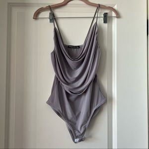 Nasty Gal Grey Cowl Neck Bodysuit